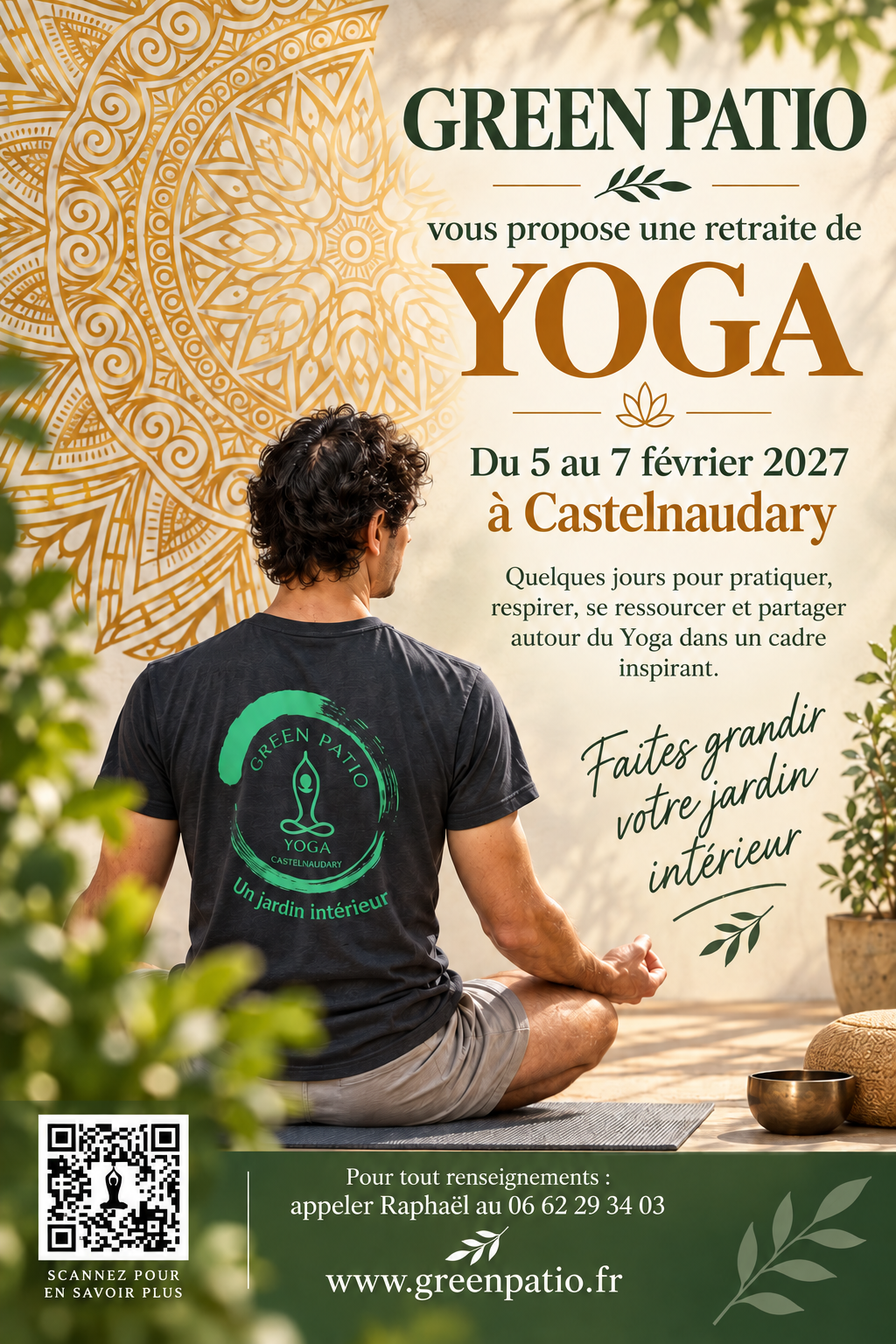Affiche de la retraite de yoga du 5 au 7 février 2027 à Castelnaudary